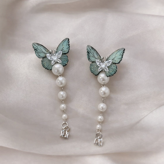 Butterfly Pearl Drop Earrings