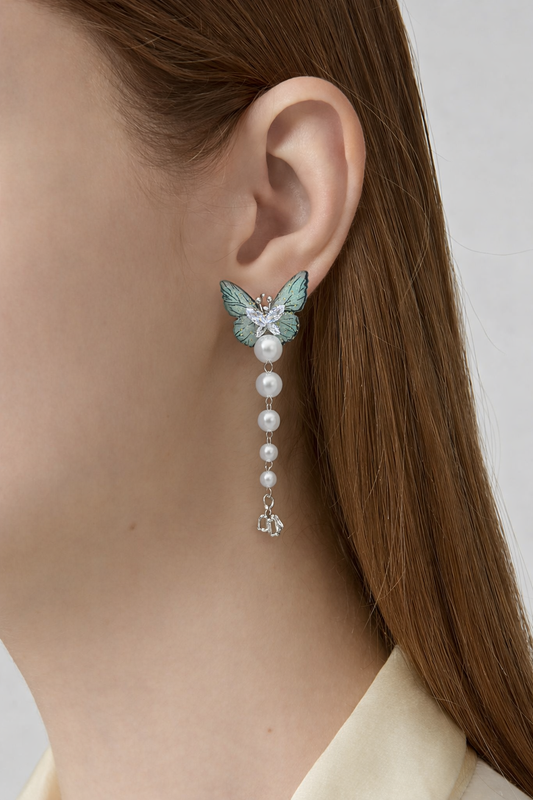 Butterfly Pearl Drop Earrings