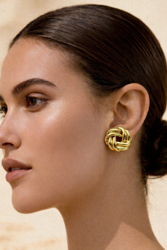 Gold Knot Statement Earrings