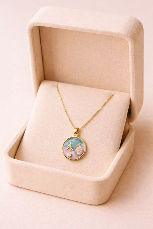 Floral Butterfly Pendant Necklace