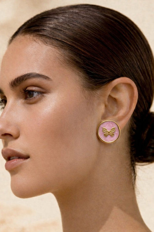 Pink Butterfly Stud Earrings