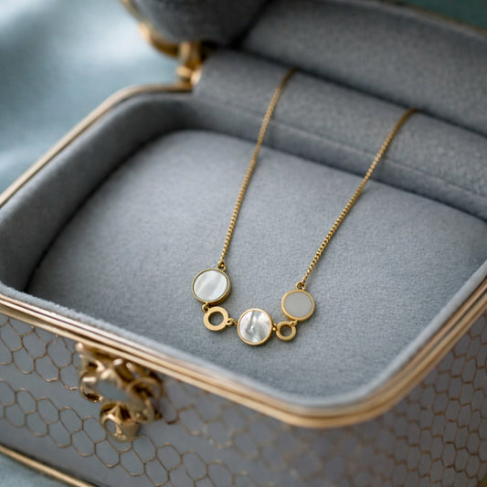 Multi Circle Pearl Charm Necklace